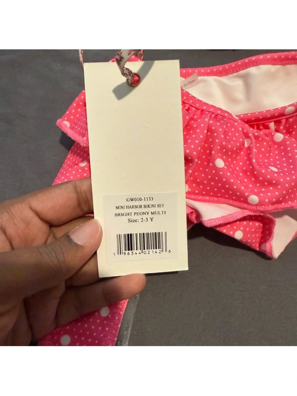 LoveShackFancy Bright Peony Multi Pink Polka Dot Bikini Set size 2-3 years